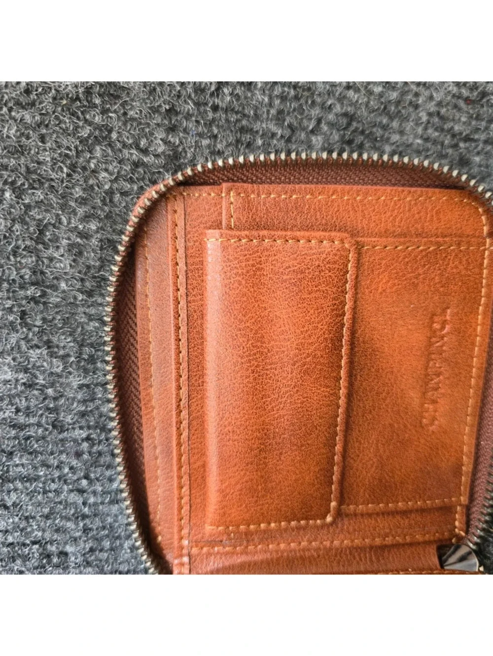 Chanpincl Men Genuine Leather Zip Around Wallet Brown Bifold RFID Card Pocket
